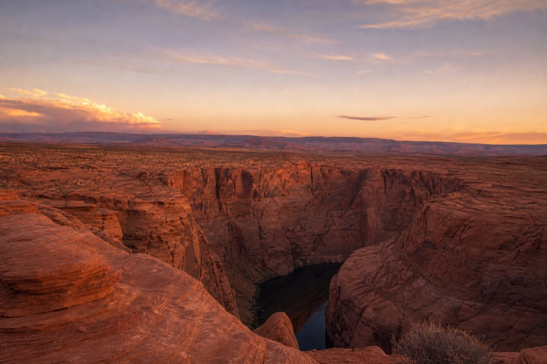 Quiet memorial view of the Lower Antelope Canyon area under a calm evening sky